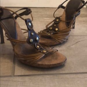 Copper and brown gladiator heels
